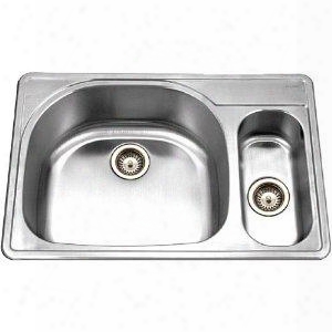 Mes-3221-1 Medallion Gourmet Series Undermount Stainless Steel 60/40 Double Bowl Kitchen Sink Small Bowl