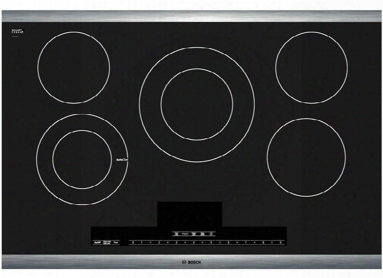 Netp066suc 30" Electric Cooktop With 5 Cooking Elements Autochef Precise Select Power Start Heat Indicator And Child Lock In Black With Stainless Steel