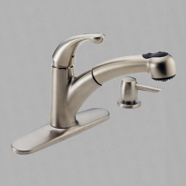 Palo 467-sssd-dst Delta Palo: Single Handle Pull-out Kitchen Faucet With Soap Dispenser In