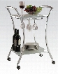 Anker Collection 98127 23" Serving Cart with Metal Frame Wine Bottle Holder Mobility Casters Stemware Rack and Tempered Glass Shelves in White