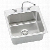 DLH222210C Gourmet Lustertone Stainless Steel 22" Single Basin Top Mount Kitchen Sink Package with 10-1/8" Bowl Depth: Stainless