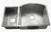 LI-2200-B-D Tesero 33 1/2" Double Bowl Undermount Kitchen Sink with Soundproofing System and Mounting Hardware in Stainless