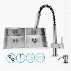 VG15158 32" Stainless Steel Kitchen Sink Set with 18.5" Stainless Steel Faucet Soap Dispenser 2 Bottom Grids 2 Strainers Embossed VIGO Cutting Board and