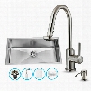 VG15167 32" Stainless Steel Kitchen Sink Set with 16.75" Stainless Steel Faucet Soap Dispenser Bottom Grid Strainer Embossed VIGO Cutting Board and