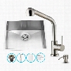 VG15175 23" Stainless Steel Kitchen Sink Set with 13.875" Stainless Steel Faucet Soap Dispenser Bottom Grid Strainer and Embossed VIGO Cutting Board