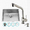 VG15226 23" Stainless Steel Kitchen Sink Set with 13.875" Stainless Steel Faucet Soap Dispenser Bottom Grid Strainer Embossed VIGO Cutting Board and