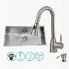 VG15295 All in One 30" Undermount Kitchen Sink and Faucet Set with Solid Brass Spiral Pull Down Spray Soap Dispenser Bottom Grid Sink Strainer Embossed