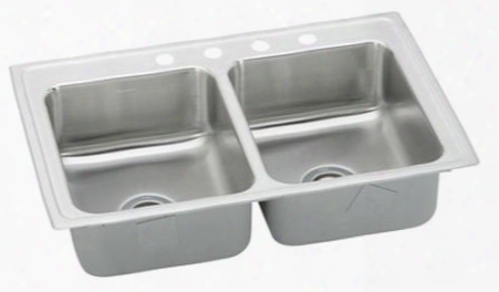 Psr43225 Gourmet Pacemaker Stainless Steel 43" X 22" Double Basin Top Mount Kitchen Sink: 5 Faucet