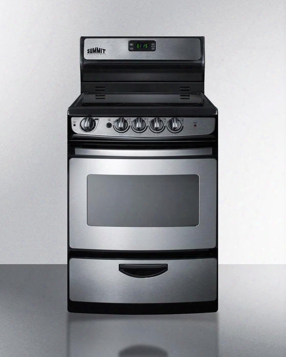 Rex245ss 24" Marked By ~ity Range With 3 Cu. Ft. Oven Smooth Ceramic Glass Top Waist-high Broiler 4 Cooking Zones Matched Handle And Upfront Control Knobs In