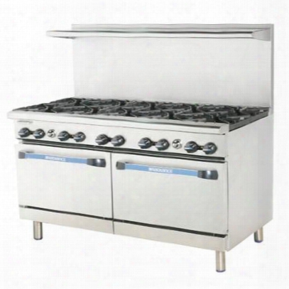 Tar10 60" Range With 10 Open Burners Heavy Gauge Welded Frame Stainless Steel Construction 2 Standard Ovens Full Size Crumb Tray And Adjustable Oven
