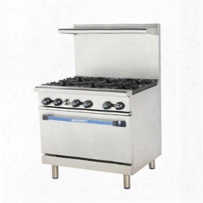 Tar6 36" Range With 6 Open Burners Heavy Gauge Welded Frame Stainless Steel Construction 1 Standard Oven Individual Pilots Full Size Crumb Tray And