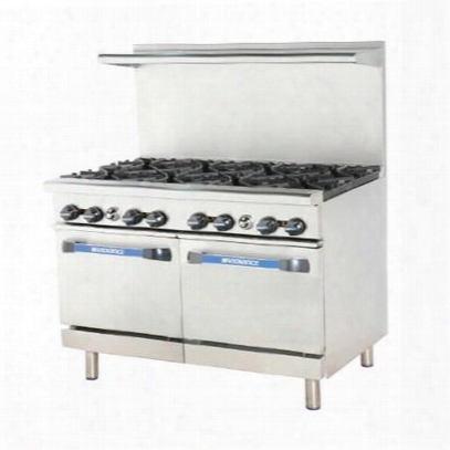 Tar8 48" Range With 8 Open Burners Heavy Gauge Welded Frame Stainless Steel Construction 2 Standard Ovens Full Size Crumb Tray And Adjustable Oven