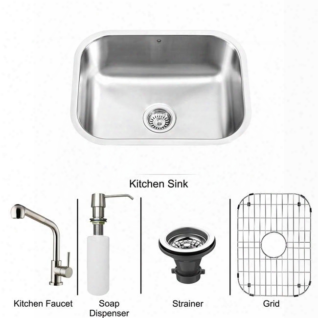 Vg15288 All In One 23" Undermount Kitchen Sink Set With Soap Dispenser Sink Strainer And L-shape Dual-function Pull Out Faucet Embossed Vigo Cutting Board