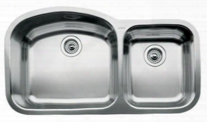 440240 Wave Undermount Stainless Steel 37.4x20.9x8 0-hole Double Bowl Kitchen