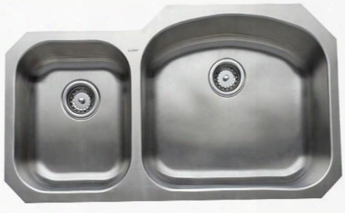 Chu3721-79 Chicago Series 37" Wide Double Bowl Undermount Premium Type 304 Stainless Steel Kitchen Sink Exclusive Unipoilish Polishing Technique: Small Bowl