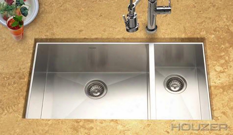 Cto-3370sr Contempo Series Undermount Stainless Steel 70/30 Double Bowl Kitchen Sink Prep Bowl