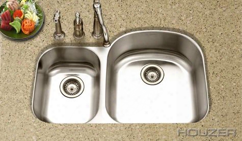 Mc-3210sl Medallion Designer 32.5" Undermount Stainless Steel Double Bowl ( Small Bowl On The Left) Kitchen Sink: Satin