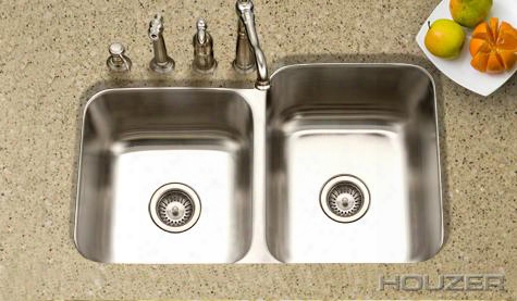 Mec-3220sl Medallion Classic 31.5" Undermount Stainless Steel Double Bowl ( Small Bowl On The  Left) Kitchen Sink: Satin