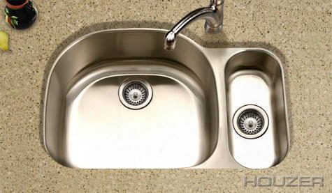 Mg-3209sl Medallion Designer 32" Undermount Stainless Steel Double Bowl ( Small Bowl On The Left) Kitchen Sink: Satin