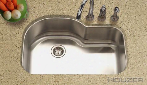 Mh-3200 Medallion Designer Undermount Stainless Steel (offset Single Bowl) Kitchen Sink: Satin