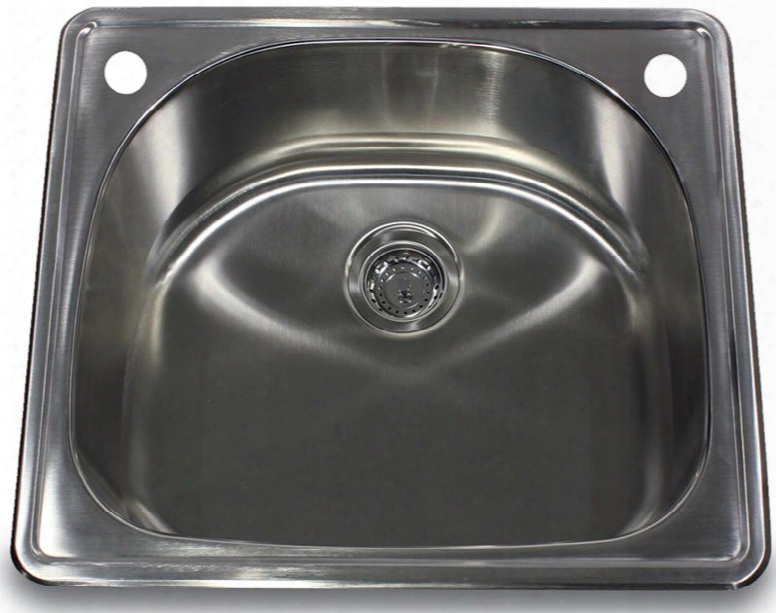 Ns2522- D- 25 Inch D-bowl Single Bowl Self Rimming Stainless Steel Drop In Kitchen Sink 18