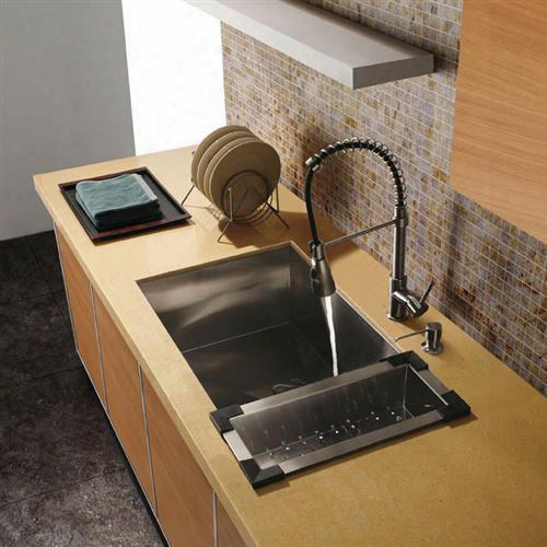 Vg3219c 32" Undermount Single Bowl Kitchen Sink In 8-gauge 304 Stainless Steel Embossed Vigo Cutting Board