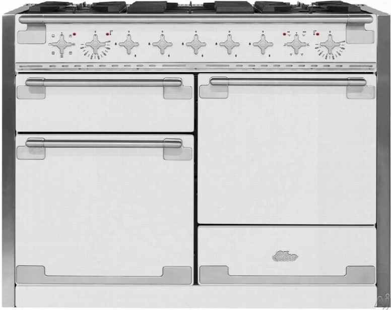 Aga Elise Ael48dfwht 48 Inch Dual Fuel Range With European Convection, Multi-function Oven, Glide-out Broiler, 6.0 Cu. Ft. Total Capacity, 5 Sea1ed Gas Burners, Easyclean And Storage Drawer: White