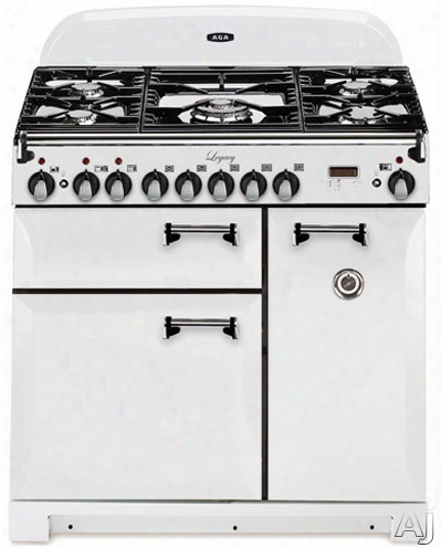 Aga Legacy Alebs36dfvwt 36 Inch Pro-style Dual Fuel Range With Convection, Glide-out Broiler, Multifunction Oven, 4.5 Cu. Ft. Total Capacity, 5 Sealed Gas Burners, Handyrack Technology, Delay Cook, Timer And Plate Warming Rack: Vintage White