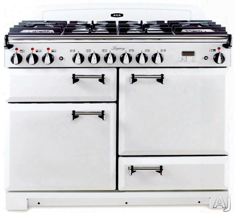 Aga Legacy Alebs44dfvwt 43 Inch Pro-style Dual Fuel Range With Convection, Glide-out Broiler, Multifunction Oven, 5.1 Cu. Ft. Total Capacity, 6 Sealed Gas Burners, Handyrank Shelf, Minute Minder And Storage Drawer: Vintage White