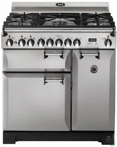 Aga Legacy Aleg36df 36 Inch Pro-style Dual Fuel Range With Convection, Glide-out Broiler, Multifunction Oven, 4.5 Cu. Ft. Total Capacity, 5 Sealed Gas Burners, Handyrack Technology, De Ay Cook, Timer And Plate Warming Rack