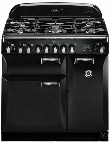 Aga Legacy Aleg36dfblk 36 Inch Pro-style Dual Fuel Range With Convection, Glide-out Broiled, Multifunction Oven, 4.5 Cu. Ft. Total Capacity, 5 Sealed Gas Burners, Handyrack Technology, Delay Cook, Timer And Plate Warming Rack: Black