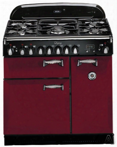 Aga Legacy Aleg36dfcrn 36 Inch Pro-style Dual Fuel Range With Convection, Glide-out Broiler, Multifunction Oven, 4.5 Cu. Ft. Total Capacity, 5 Sealed Gas Burners, Handyrack Technology, Delay Cook, Timer And Plate Warming Rack: Cranberry