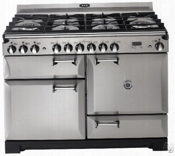 Aga Legacy Aleg44df 43 Inch Pro-style Dual Fuel Range With Convection, Gilde-out Broiler, Multifunction Oven, 5.1 Cu. Ft. Total Capaciry, 6 Sealed Gas Burners, Handyrank Shelf, Minute Minder And Storage Drawer