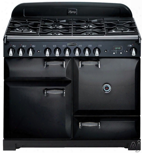 Aga Legacy Aleg44dfblk 43 Inch Pro-style Dual Firing Range With Convection, Glide-out Broiler, Multifunction Oven, 5.1 Cu. Ft. Total Capacity, 6 Sealed Gas Burners, Handyrank Shelf, Minute Minder And Storage Drawer: Black