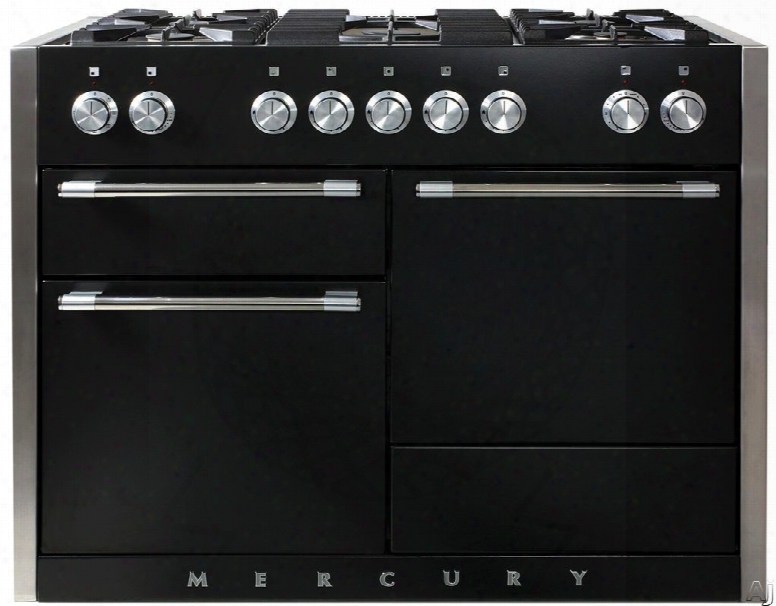Aga Mercury Amc48dfblk 48 Inch Dual Fuel Range With True European Convection, Glide Out Broiler, 3 Ovens, 6.0 Cu. Ft. Total Capacity, 5 Sealed Gas Burners, 7 Cooking Modes, Hi-fi Knob Controls, Storage Drawer And Easyclean Technology: Gloss Black