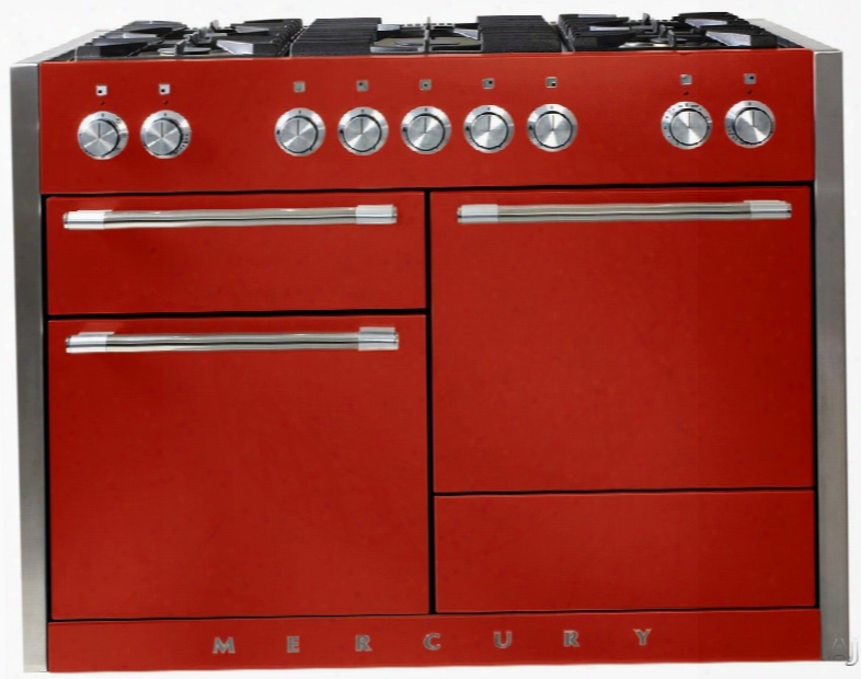 Aga Mercury Amc48dfscr 48 Inch Dual Fuel Range With True European Convection, Glde Out Broiler, 3 Ovens, 6.0 Cu. Ft. Total Capacity, 5 Sealed Gas Burners, 7 Cooking Modes, Hi-fi Knob Controls, Storage Drawer And Easyclean Technology: Scarlet