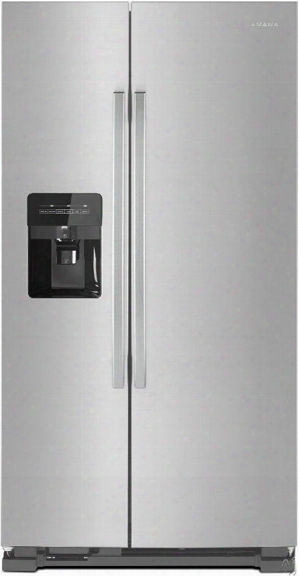 Amana Asi2175gr 33 Inch Side-by-side Refrigerator With Temp Assure␞, External Dispenser, Dairy Center, Gallon Door Storage, Dispenser Control Lockout, Interior Lighting And 21.4 Cu. Ft. Containing Power