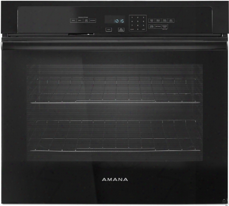 Amana Awo6313sfb 30 Inch Single Electric Wall Oven With 5 Cu. Ft. Of Capacity, Temp Assure Cooking System, Hidden Bake Element, Incandescent Lighting, Fit System, Self-cleaning, Ada Compliant And Sabbath Mode: Black
