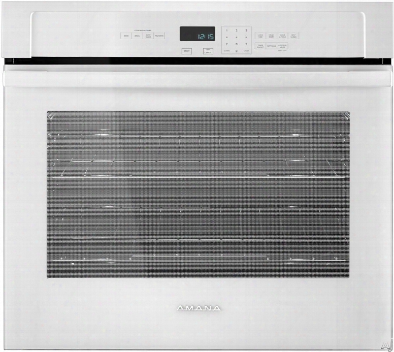 Amana Awo6313sfw 30 Inch Single Electric Wall Oven With 5 Cu. Ft. Of Capacity, Temp Assure Cooking System, Hidden Bake Element, Incandescent Lighting, Fit System, Self-cleaning, Ada Compliant And Sabbath Mode: White