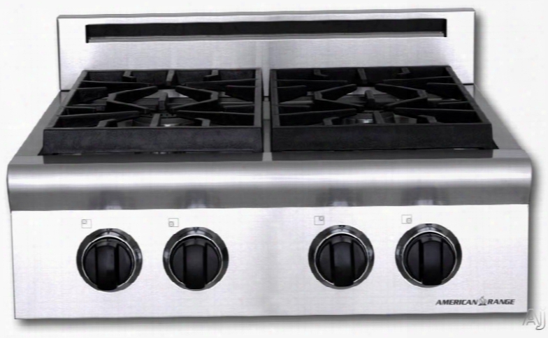 American Range Performer Series Arobsct424 24 Inch Slide-in Gas Rangwtop With 4 Open Burners, Continuous Cast Iron Grates And Fail-safe System