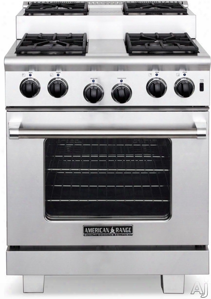 American Range Titan Series Arr304is 30 Inch Pro-style Step-up Gas Range With 4 Sealed Burners, 4.9 Cu. Ft. Innovection Oven, Manual Clean, Infrared Broiler And Island Trim Included