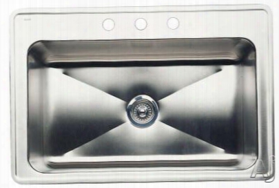 Blanco Magnum 440280 33 Inch Drop-in Single Bowl Stainless Steel Sink With 18-gauge, 18/8 Chrome/nickel Content, 3-1/2 Inch Sewer And 3 Pre-drilled Faucet Holes: 8 Inch Bowl Depth