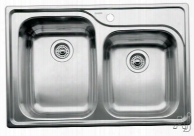 Blanco Supreme 440238x 33 Inch Drop-in Double Bowl Stainless Steel Sink With 18-gauge, 18/10 Chrome/nickel Content, 3-1/2 Inch Drain And 1 Pre-drilled Hole