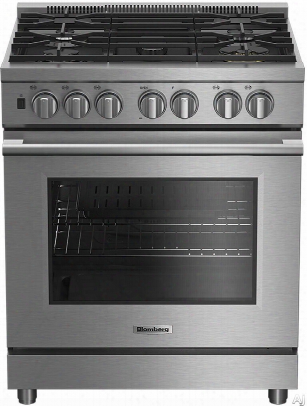 Blomberg Bdfp34550ss 30 Inch Pro Style Dual Fuel Range Wkth 5 Sealed Burners Total, 2 20,000 Btu Wok Burners, Simmer Burner, Continuous Grates, Convection Oven, Dual Oven Lighting, Sabbath Mode And Self-cleaninh Mode