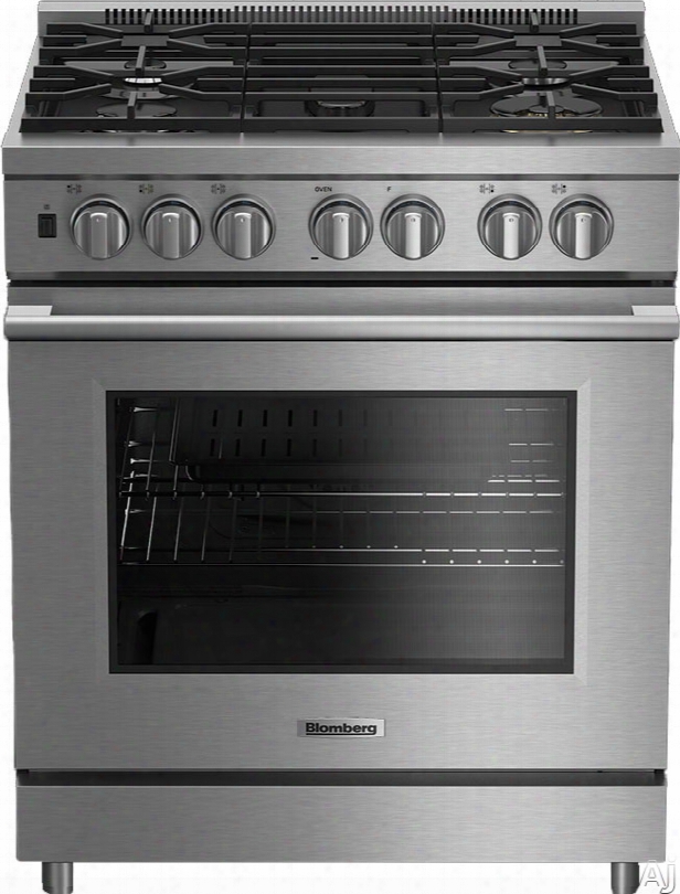 Blomberg Bgrp34520ss 30 Inch Pro Gas Range With Convection, Power Burner, Self-cleaning, 5 Sealed Burners, 5.7 Cu. Ft. Capacity, 3 Chrome Racks, Knob Lighting And Sabbath Mode