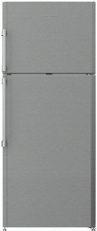 Blomberg Brft1522ss 28 Inch Top Freezer Refrigerator With Dual Evaporators, Crisper Drawer, Antibacterial Interior, Chrome Plated Wine Rack, 15 Cu. Ft. Capacity, 3 Glass Shelves, 2 Door Bins, Eg Tray, Led Lighting, Frost Free Operation, Icemaker And Ener