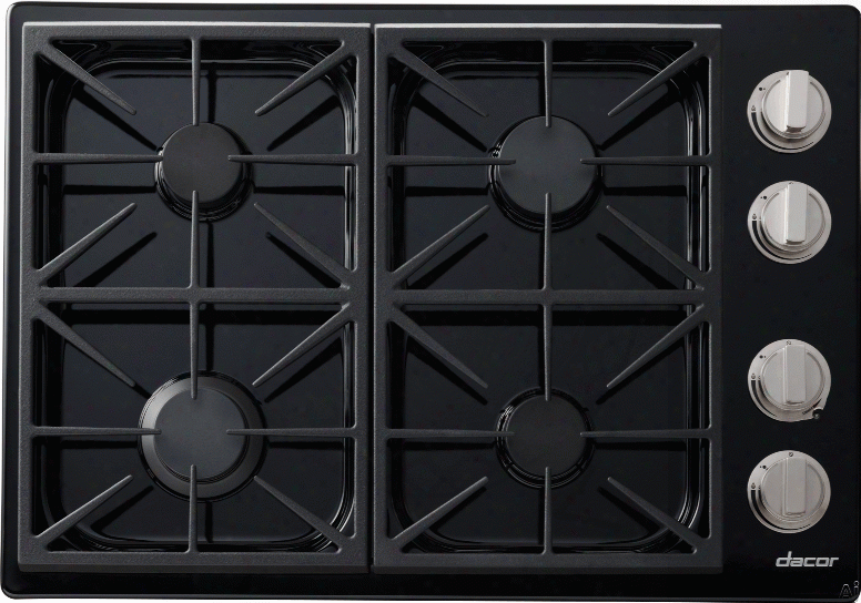 Dacor Discovery Dyct304gblp 30 Inch Gas Cooktop With 4 Sealed Burners, 18,000 Btu Simmersear Burner, Continuous Grates, Scratch Resistant Finish, Permaflame Technology And Illumina Burner Controls: Black, Liquid Propane