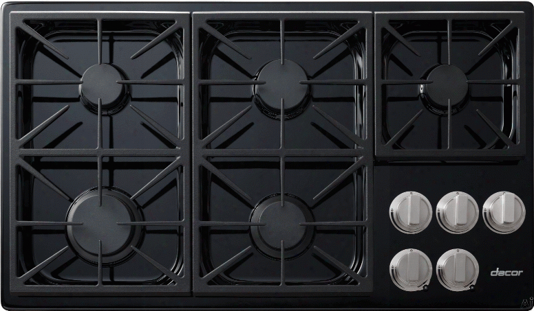 Dacor Discovery Dyct365gblp 36 Inch Ga$ Cooktop With 5 Sealed Burners, Simmersear Burner, Dual Stacked Burners, Perma-flame Technology, Illumina Burner Controls, Permaclean Finish And Continuous Grates: Black, Liquid Propane
