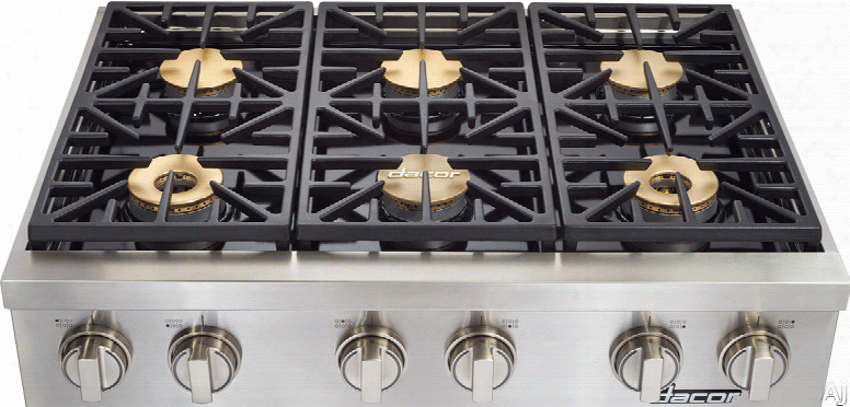 Dacor Discovery Dyrtp486slp 48 Inch Gas Rangetop With 6 Sealed Burners, 18,000 Btu, Smartflame Technology, Illumina Burner Controls, Perma-flame Technology And Continuous Grates: Liquid Propane