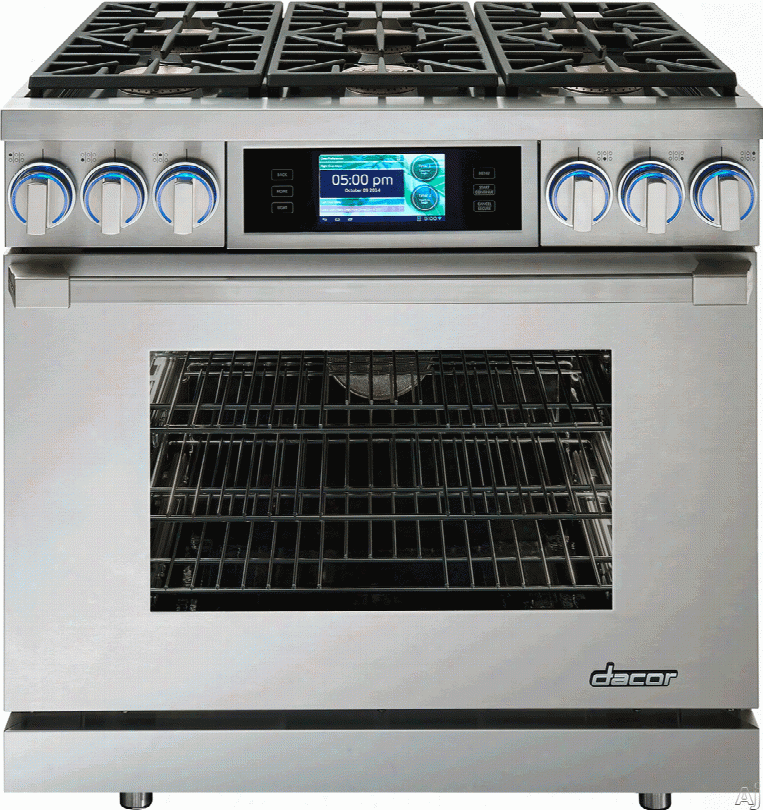 Dacor Discovery Iq Dyrp36dcng 36 Inch Slide-in Dual-fuel Range Oven With 5.2 Cu. Ft. Oven, 3,500 W Broil Element, 6 Ssealed Burners, 18,000 Btu Burner Output, Iq Controller And Continuous Grates: Color Match, Natural Gas